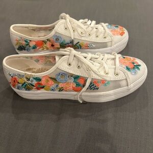 Keds White Sneakers with Colorful Embroidery